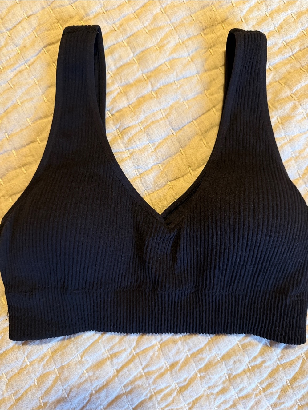 aerie Ribbed Wireless Bra - Black